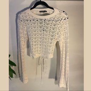 NWT NASTY GAL crochet cropped shirt.  UK Size 10/ US Size 6.